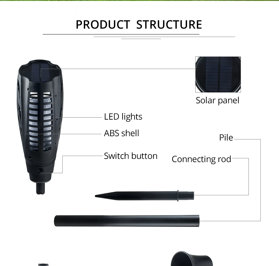 EeeToo Outdoor Garden Lighting Solar Energy Yard Decorative IP65 Waterproof 99LEDs Lawn Lamp Flickering Flame Solar Torch Light (2)