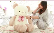 big lovely new plushed Teddy bear toy stuffed light brown teddy bear with bow birthday gift about 140cm