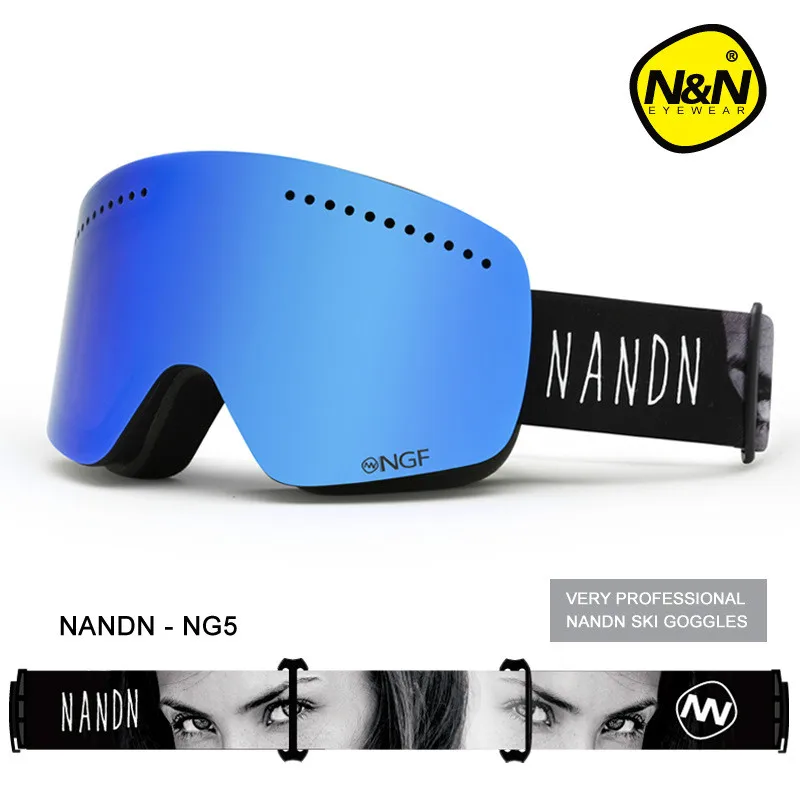 NANDN, унисекс, лыжные очки, двойные, УФ, анти-туман, большая Лыжная маска, очки для женщин и мужчин, Лыжный спорт, снег, сноуборд, очки, многофункциональные очки