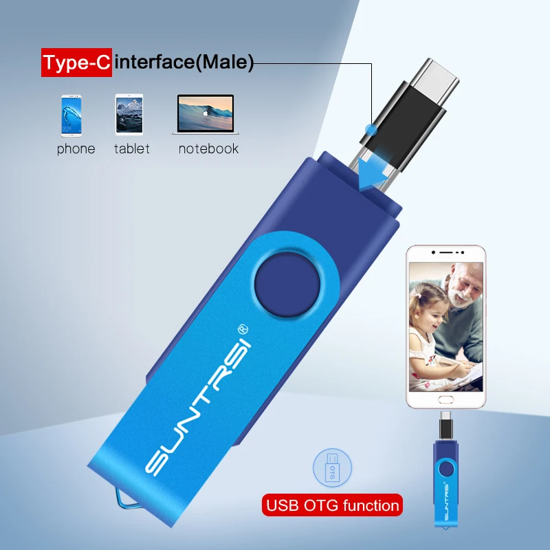 Usb флеш-накопитель Suntrsi TYPE C, 128 ГБ, 64 ГБ, для смартфонов, OTG, флеш-накопитель, 32 ГБ, 16 ГБ, memoria, usb, 8 ГБ, металлическая многофункциональная ручка-накопитель, 4 Гб