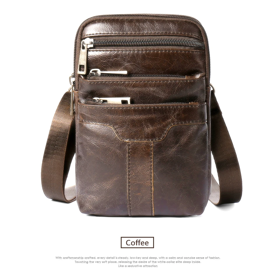 Messenger Bag Men Waist Pack Genuine Leather Men's Shoulder Crossbody Bags For Men Belt Bag (16)