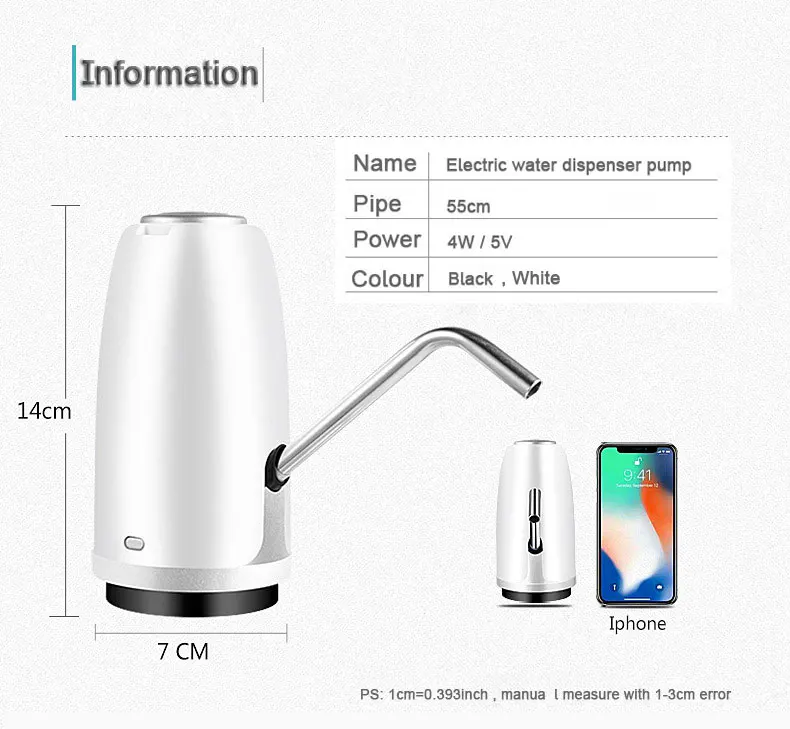 Kbxstart диспенсер для питьевой воды De Agua Fria Электрический водяной насос для бутылка распылитель для воды кран портативный кран для бутылки