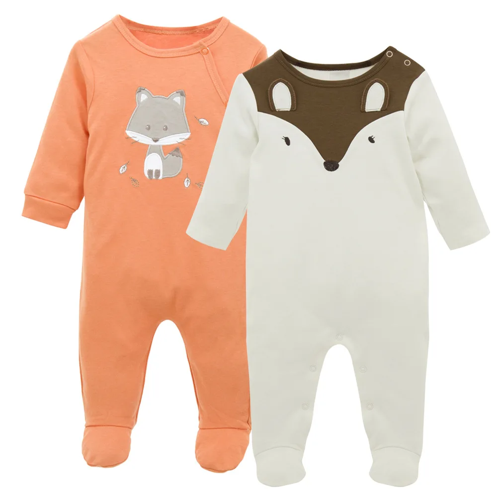 Хлопковый комбинезон с длинными рукавами и рисунком на весну и осень для малышей, пижамы для новорожденных, одежда для кормления - Цвет: Style 1