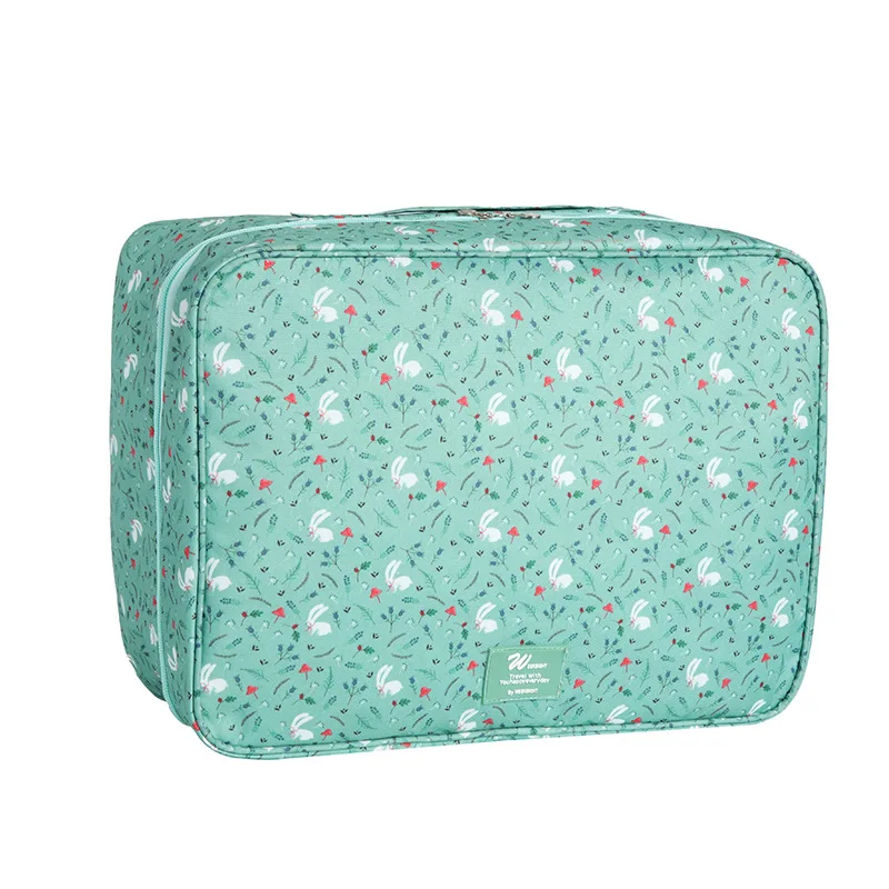 Женский креативный тканевый кубический чемодан с цветочным рисунком, женские дорожные сумки, органайзер для багажа, Большая вместительная спортивная сумка - Цвет: Зеленый