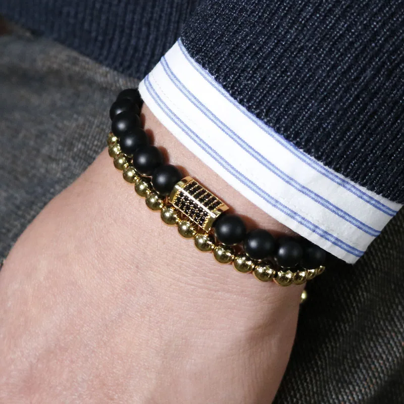 Fashion-Classical-Luxury-Gold-Plated-Rectangle-Cuboid-Bracelets-Men-Black-Onyx-Stone-Beads-Bracelet-for-men