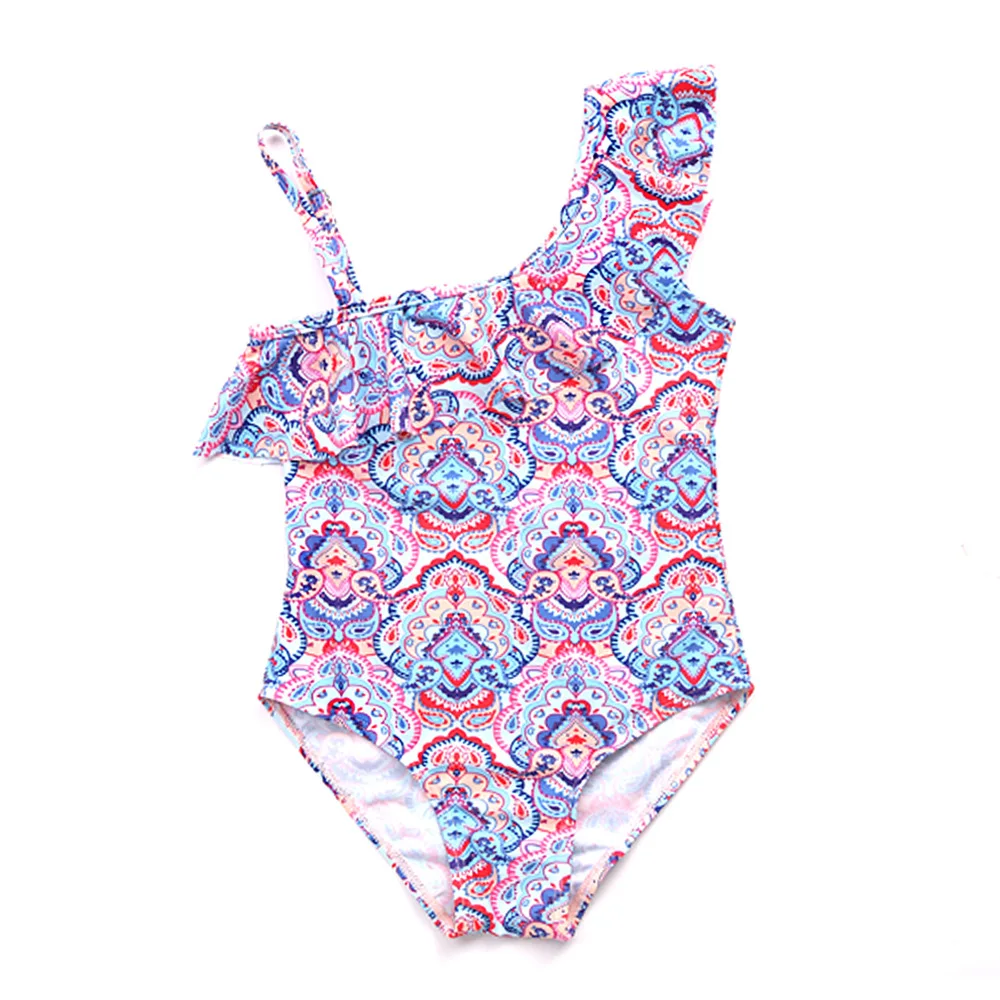Swimsuit For Kids Single Shoulder Sweet Children's Ruffled Bathing Suit Baby's Swimwear | Спорт и развлечения