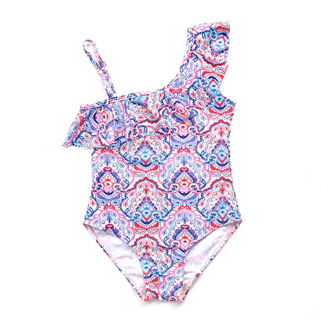 Best Price Swimsuit For Kids Single Shoulder Sweet Children's Ruffled Bathing Suit Baby's Swimwear