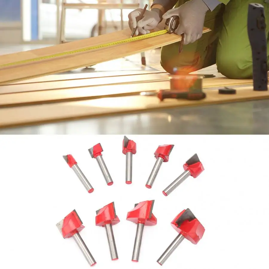 

9Pcs High Accuracy 6 Shank Woodworking Engraving Router Bit Cutting Tool Accessories Wood Cutter Router Bit