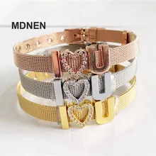 Сетчатый Браслет из нержавеющей стали с 3 шт. "I LOVE YOU", подвески, браслеты-хранители, подарки для ювелирных изделий DIY