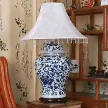 Цзиндэчжэнь Винтажный стиль фарфоровый керамический стол настольные лампы для прикроватной тумбочки китайский синий и белый фарфор старая настольная лампа синий