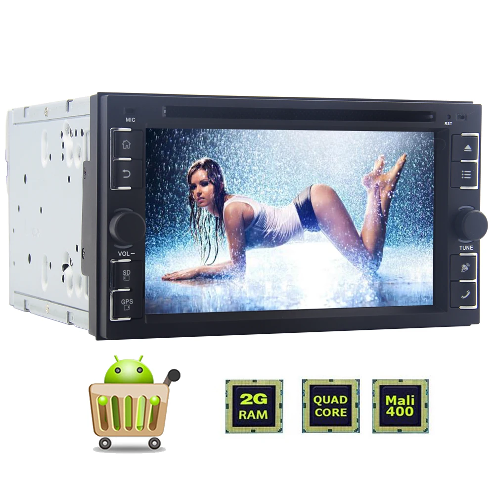 Perfect 6.2" Screen 2G RAM Quad-core Car Stereo Radio Android 6.0 Double Din Head Unit GPS Bluetooth WIFI CAM-IN DVD 1080P Video Player 3