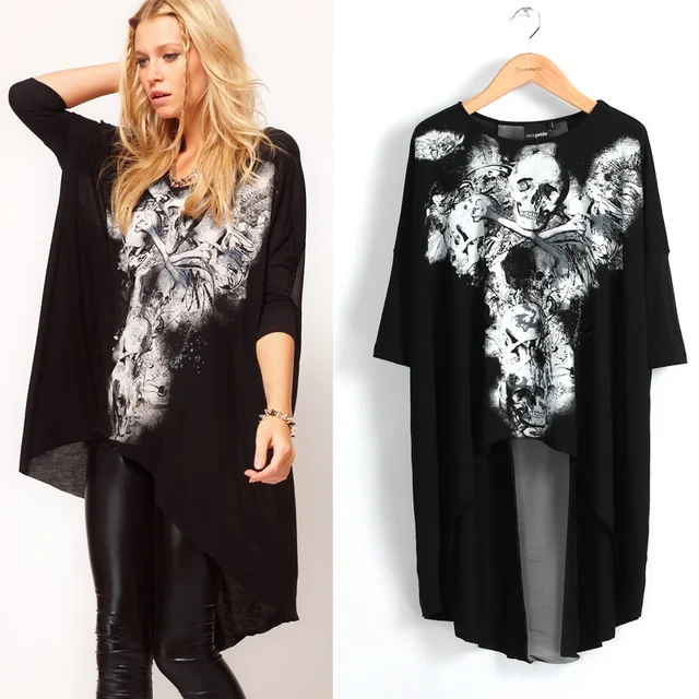 British Brand Women S Love Avant Garde Style Skull T Shirt Loose British Brand Women S Love Avant Garde Style Skull T Shirt Loose Plus Size