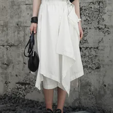 Cakucool Дизайн Для женщин Летняя юбка асимметричная нормкор Империя середины длинные юбки насыщенный Белый Черный