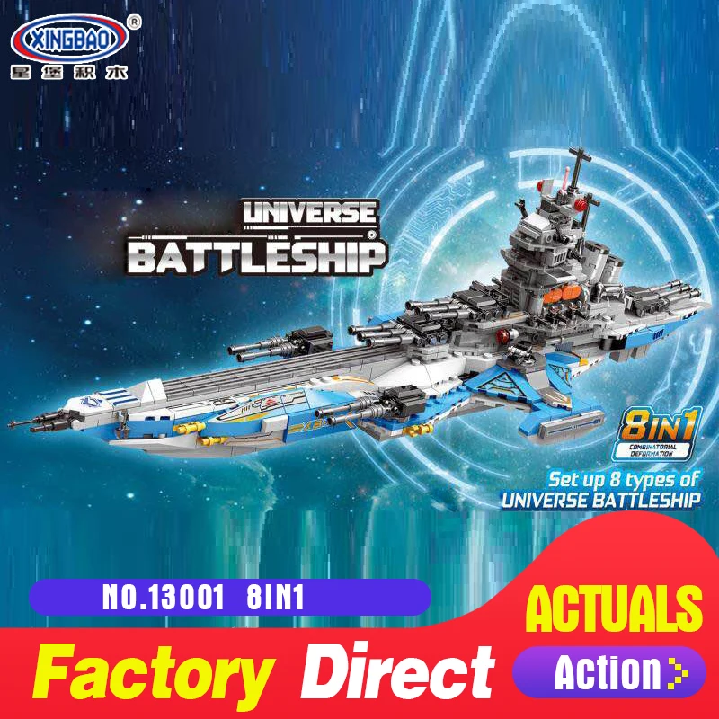 

2018 XINGBAO 13001 Toys 8 IN 1 Series The Universe Battleship Set Model Building Blocks Kids Toys As Funny Christmas Gifts