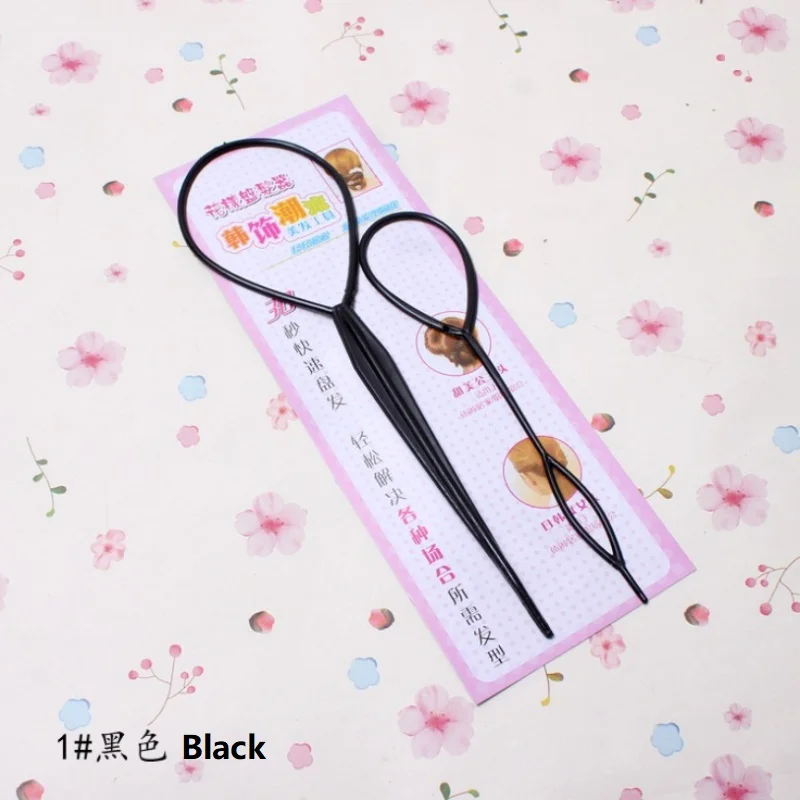 2PCS/Set Hair Styling Braid Maker Tools Hair Accessories Style Design Pin Disk For Women Girls Kids DIY Pull Pin Nice Hair Style - Цвет: Black