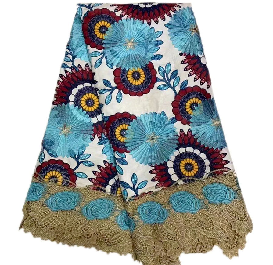 

Most popular African Wax Lace Fabric High Quality Embroidered With Flower C Guipure Lace Fabric For Women Wearing