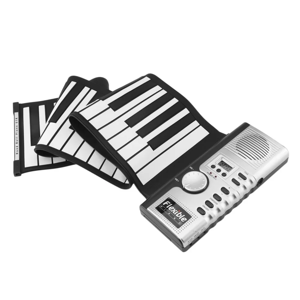 

61 Keys 128 Tones Roll Up Electronic Piano Keyboard Portable Digital Keyboard Piano Flexible Rechargeable Musical Instrument New