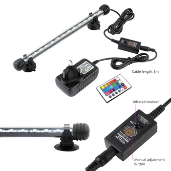 

19cm 28cm 38cm 48cm 5050 RGB LED Aquarium Light Fish Tank Submersible Light Aquatic Air Bubble Oxygenation Lamp EU US UK Plug