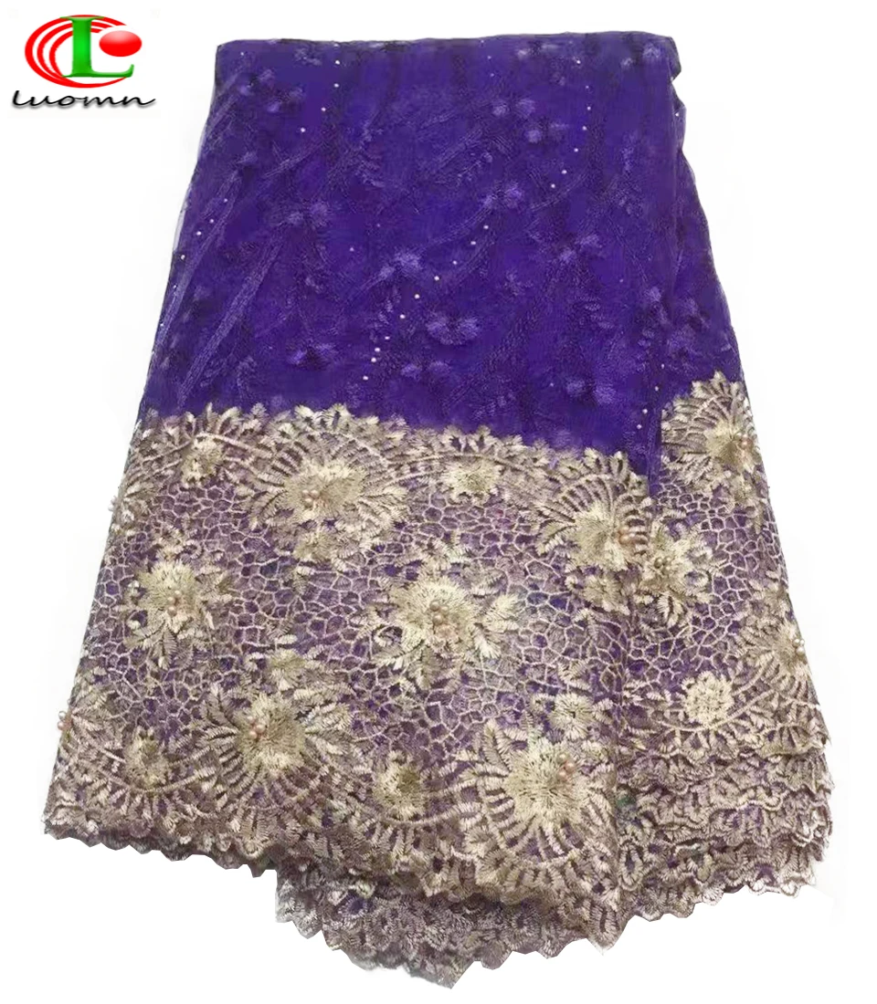 

New Design African Cord Lace High Quality French Lace Fabric with Plenty Stones 2019 African Lace Fabric for Nigerian Wedding