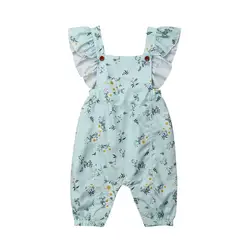 Pudcoco Лето новорожденных Одежда для детей; малышей; девочек 0-24 M одежда с цветочным принтом без рукавов с открытыми плечами комбинезон Одна