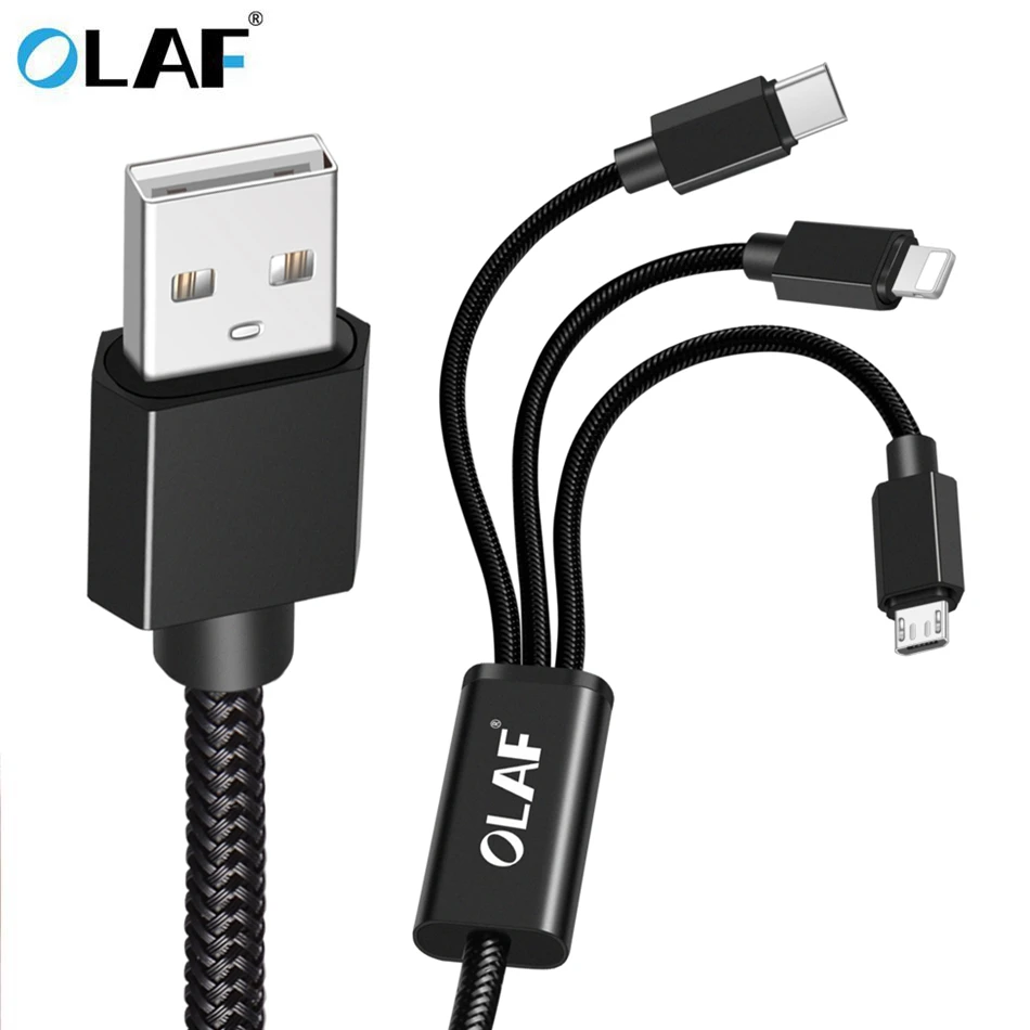 3 في 1 كابل يو اس بي للهاتف المحمول المصغّر usb نوع C كابل الشاحن ل فون X 8 7 6 S9 S8 كابل شحن مايكرو شاحن يو اس بي الحبل