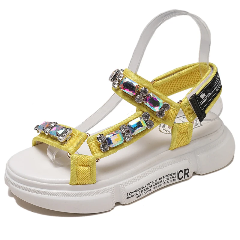 

New Fashion Wedges Shoes Women Leisure Comfortable Sandals 2019 Summer Outdoor Open-toed Shoes Cool Work Shoes with Diamond