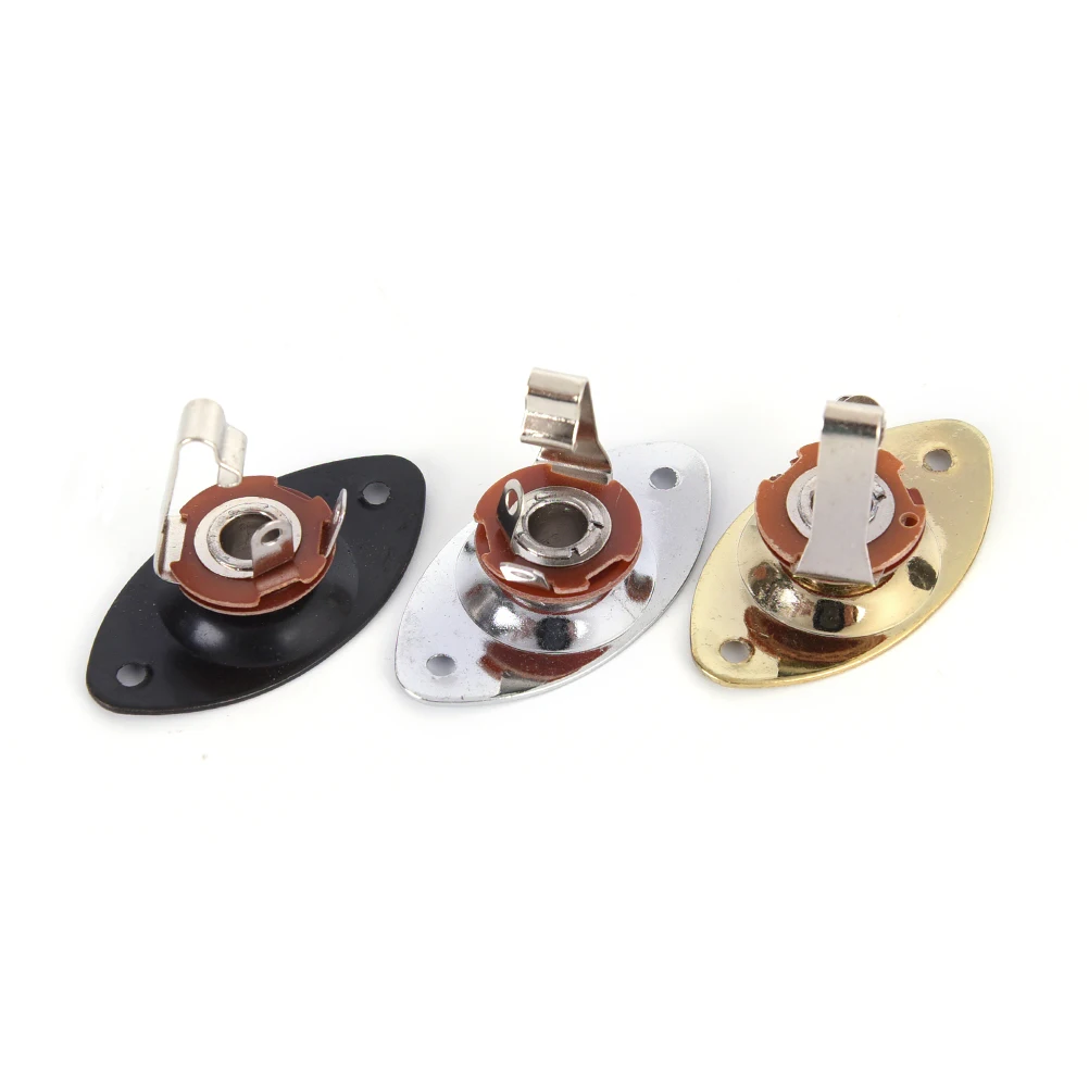 

1 Set For Electric LP Guitar Chrome Oval Output Plate Jack Jackplate Socket With Jack
