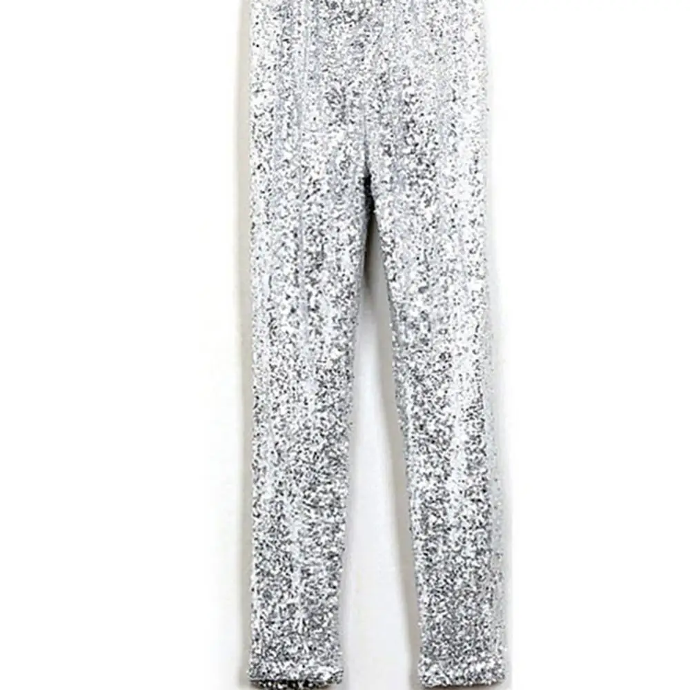 Осенние женские тонкие Лосины с блестками эластичные узкие брюки-карандаш с блестками - Цвет: silver