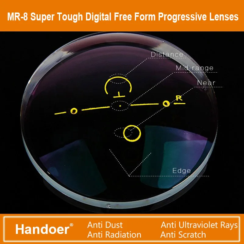 Handoer MR-8 цифровые свободные от прогрессивных оптических линз мульти-фокальные супер жесткие очки по рецепту линзы, 2 шт очки линзы