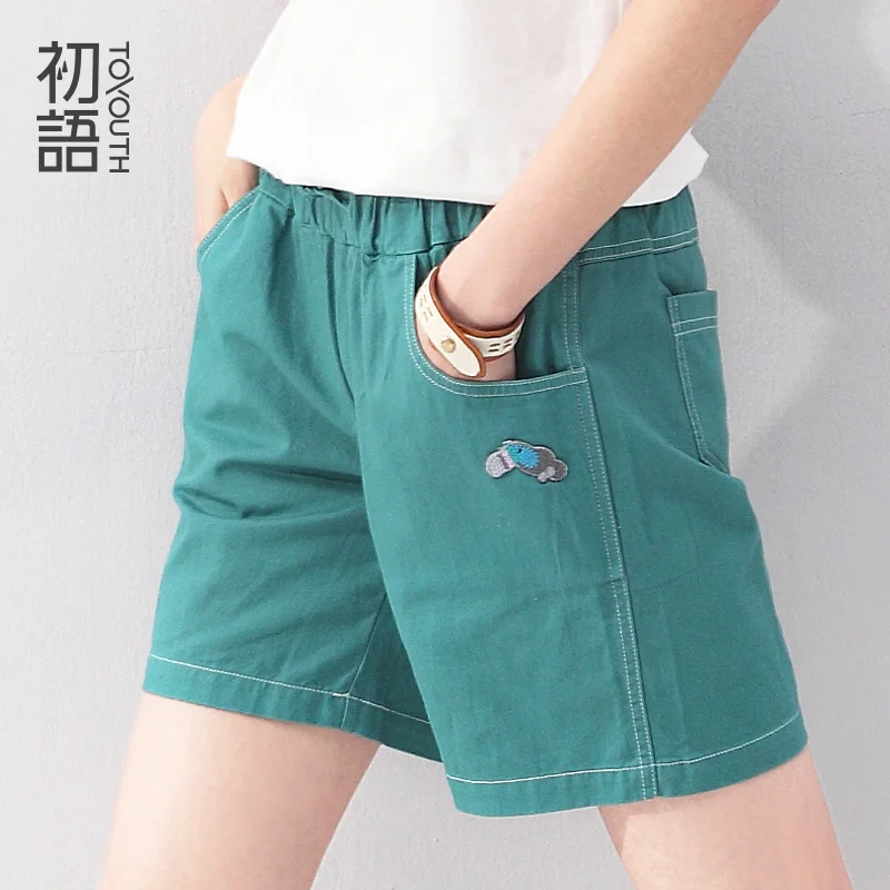 Toyouth Summer Fashion Women Shorts Character Embroidery Elegant Casual