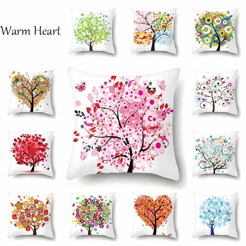 

Flower Tree Cushion Cover Plant Pattern Pillow Case Polyester 45*45 CM Throw Pillow Cover Decorative For Home Bedroom Office