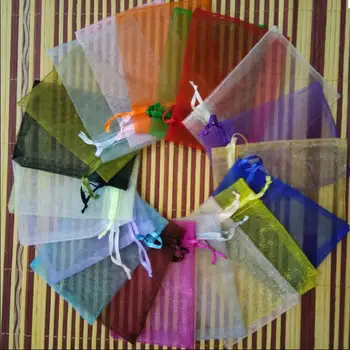 

Hot Sale 50pcs 13cmx18cm drawstring pouch Wedding Christmas party Gift Bag organza drawstrings jewelry Packaging Bag Yarn bags