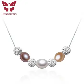 

2019 Fine 8-9mm Pearl Necklaces for women wedding 4 color water drop necklace, 925 Sterling Silver Women Jewelry Necklace