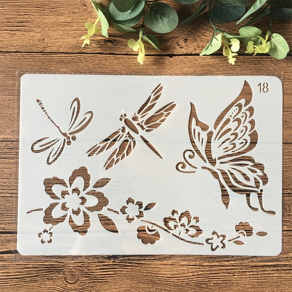 A4 DIY Craft Butterfly Layering Stencils Album Stamping Painting Template Tools