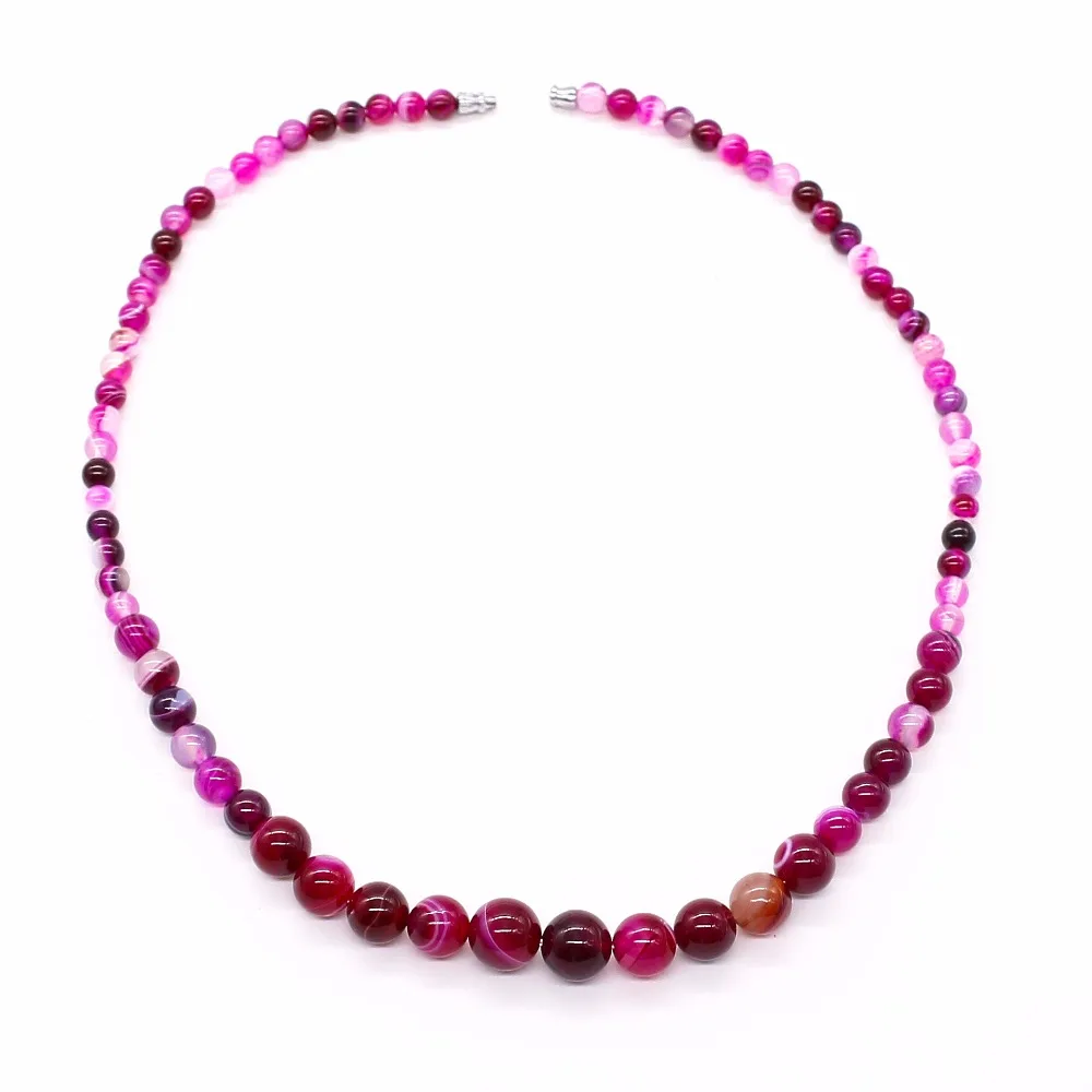 Natural Rose Onyx Stone Neckalce Hand Made Fashion Jewelry Accessory Crafts Natural Stone 6-12mm Beads Necklace