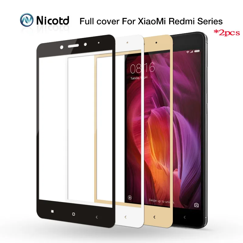 2 шт./лот Nicotd для Xiaomi Mi A1 / 5X 2.5D цветное полноэкранное закаленное стекло Защитная