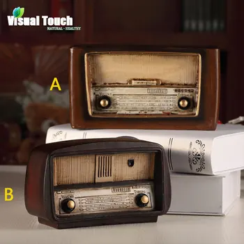 

Decorative Retro Vintage Semiconductor Redio Music Player Resin Craft Old Fashion Birthday Gift Antique Model Cafe Decor
