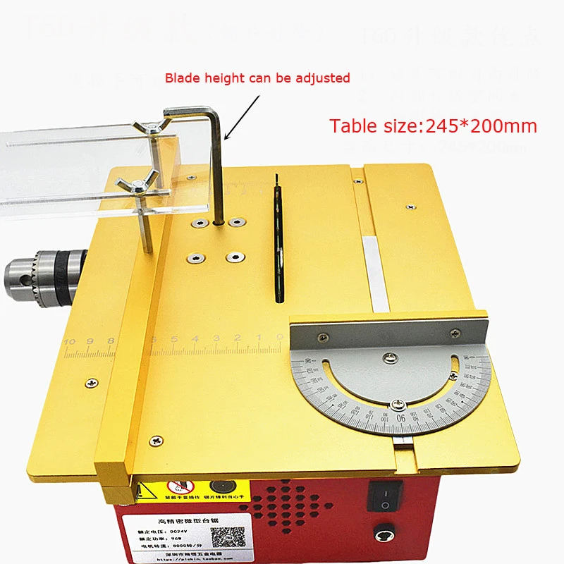 Mini Table Saw Multifunctional DIY Woodworking Saw Table cutter with 1pcs blade and Power supply