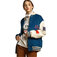 Женская Осенняя новая куртка с воротником-стойкой повседневные пальто с длинными рукавами Женская бейсбольная форма с вышивкой и буквами Свободная верхняя одежда Z92