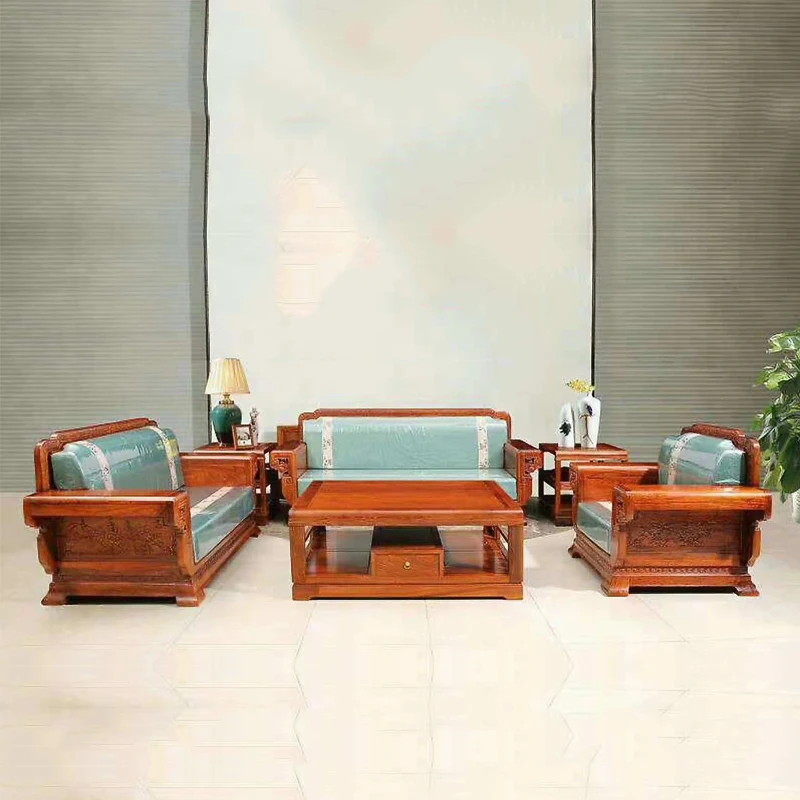 Ежик палисандр гостиной диван набор мебель из красного дерева кофейный столик кресло 6 шт набор китайская мебель
