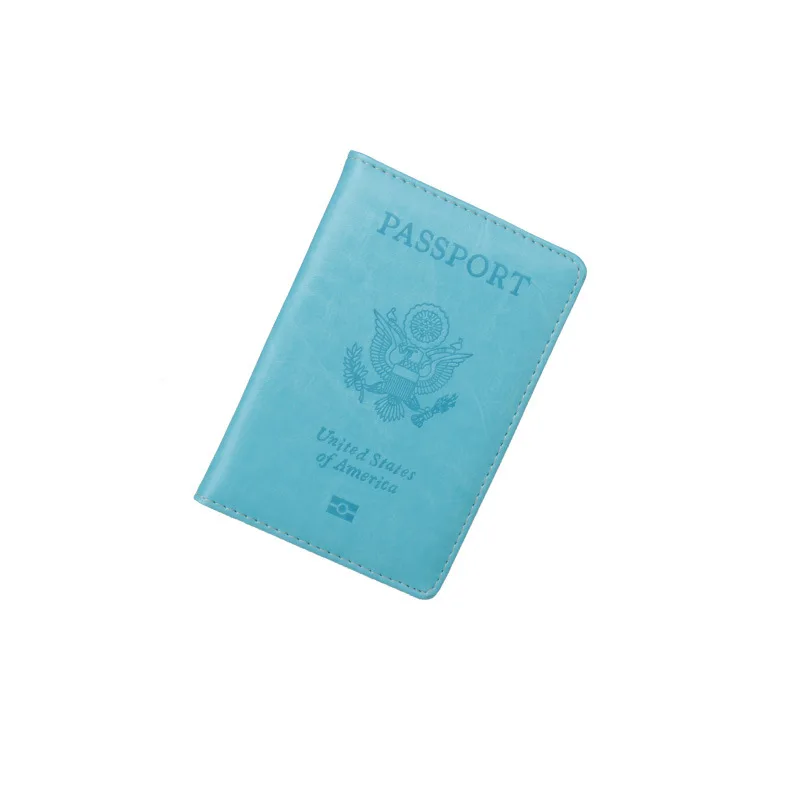 Чехол для паспорта из искусственной кожи для путешествий, США, для всей семьи, для женщин и мужчин, модный кредитный держатель для карт, лицензионный талон, маленький кошелек, Мужской органайзер - Цвет: Небесно-голубой