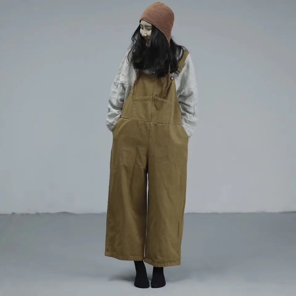 Spring Autumn Jumpsuits Women Retro Loose Large size Denim