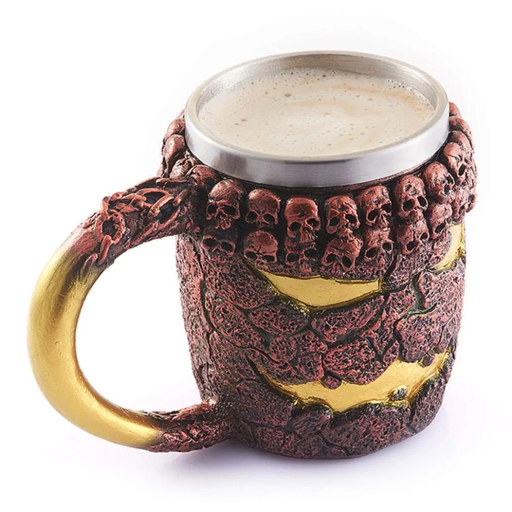 3D Дракон Викинг кружка нержавеющая сталь Череп смолы кофе чашки путешествия чай вино пиво чашки для напитков подарки для мужчин Fathe