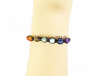 

Stlye 2 # 6mm Natural Reiki Chakra Gems Stones Round Beads Handmade Adjustable Bracelet Healing 5Strands / Pack