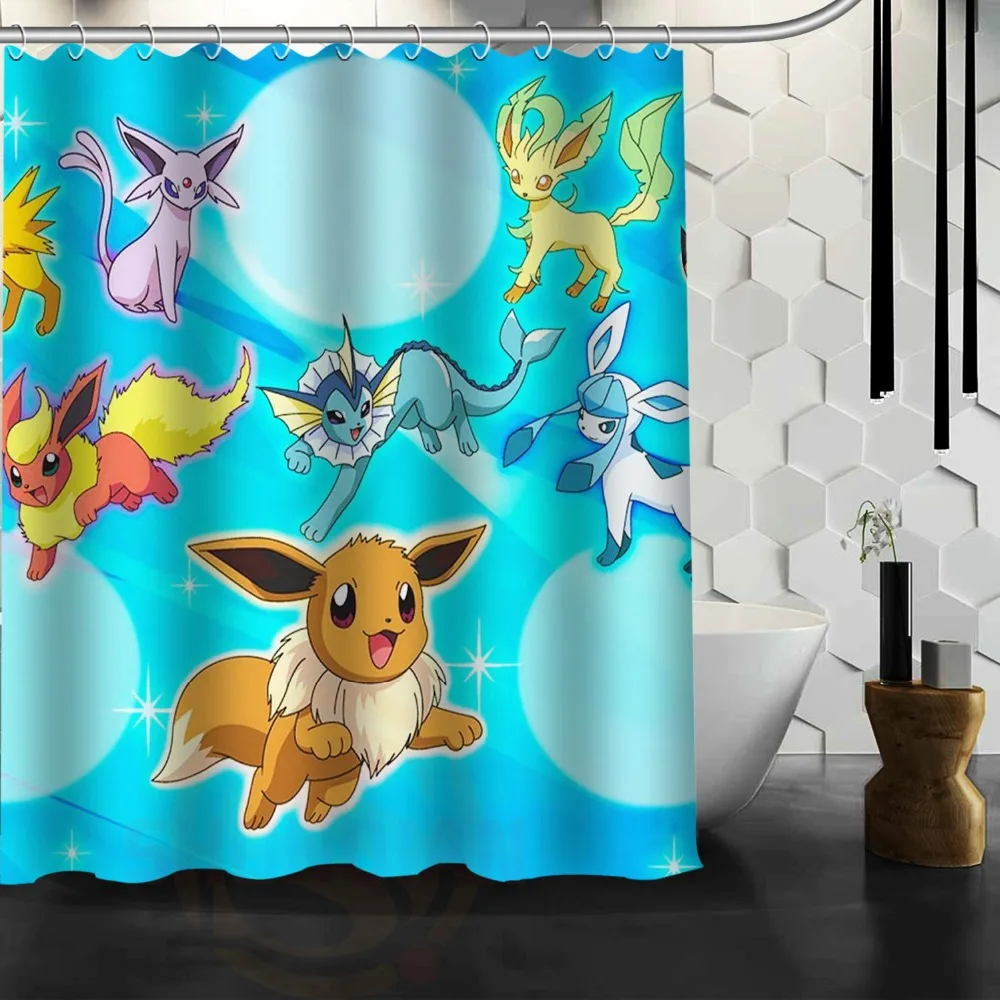 AOJ Anime Pokemon Pikachu Custom Shower Curtain Waterproof Fabric