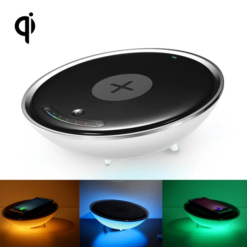 

Multi-function QI Standard Wireless Charger For Samsung S7 Android Phone Hemisphere Shaped Colorful Night Light Atmosphere Lamp