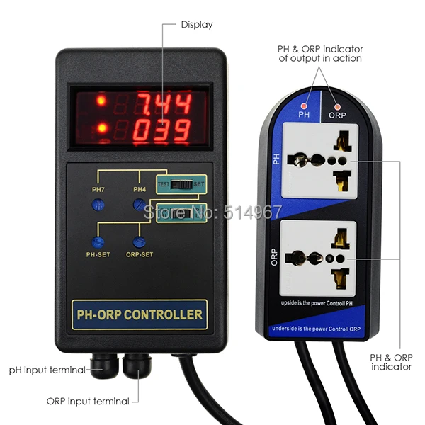 2 в 1 цифровой рН и ОВП Redox контроллер с раздельными реле Repleaceable электрод Тип BNC зонд качество воды монитор тестер