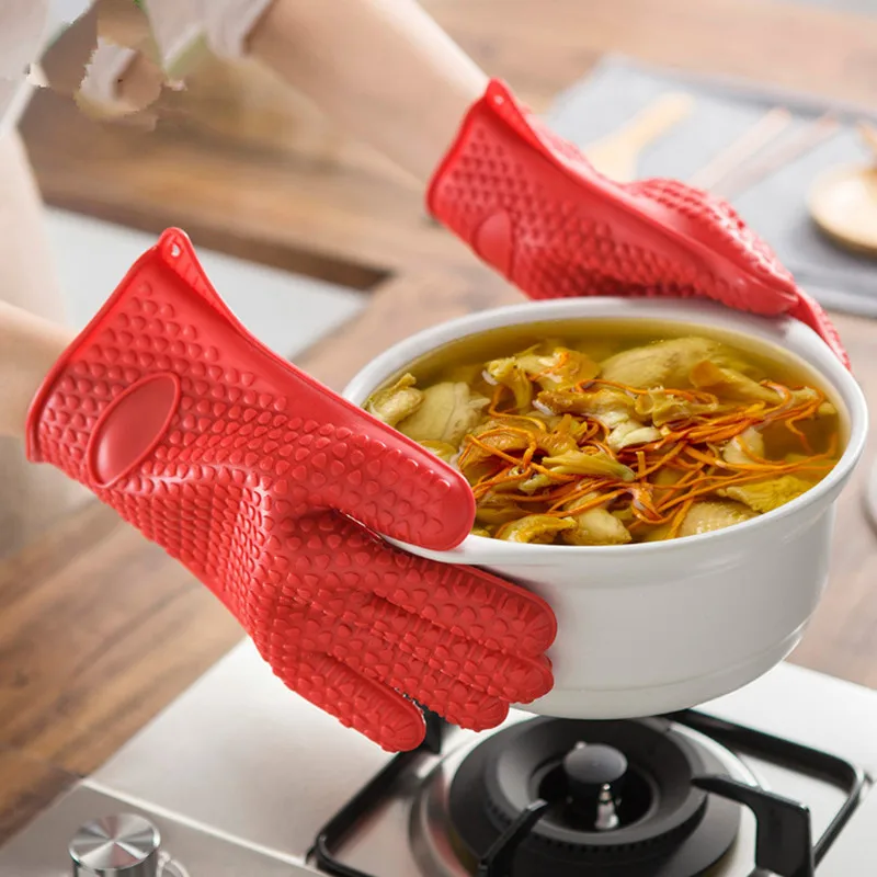 1Pcs Kitchen Heat Silicone Glove Resistant Gloves Temperature Resistant ...