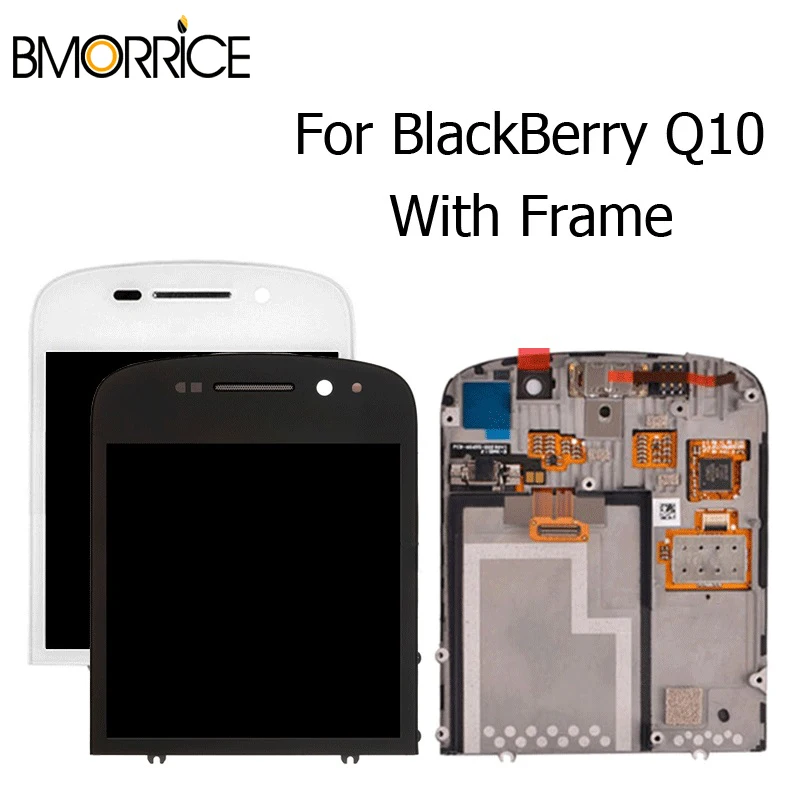 

Original LCD Display For Blackberry Q10 Touch Screen Digitizer Assembly Replacement Parts Black White With Frame 100% Tested