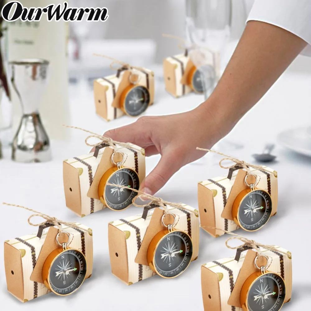 OurWarm 100 set Travel Themed Compass+Candy Boxes Party Favors Wedding